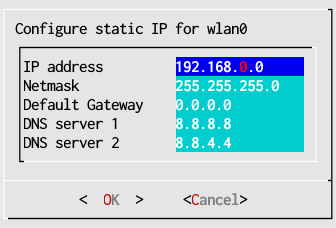 image of Network Setup
                static IP window