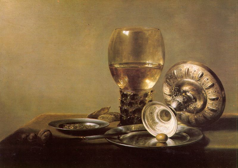 Still Life with Wine Glass and Silver Bowl