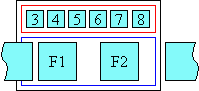 Diagram of character layout when ruby overhangs the preceding characters only