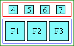 Diagram of character layout in auto aligned ruby when ruby text is shorter than base